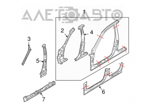 Bara caroseriei centrală stângă Infiniti FX35 FX45 03-08 a fost tăiată