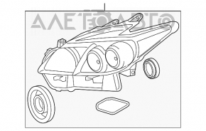 Far stânga față Toyota Prius 30 13-15, complet asamblată, cu lumini LED.