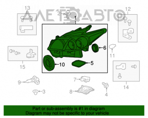 Far stânga față Toyota Prius 30 13-15, complet asamblată, cu lumini LED.