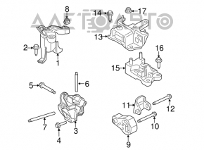 Pernele motorului dreapta Ford Fiesta 11-19 1.6