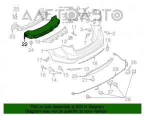 Absorbantul de impact al bara spate pentru Ford Fiesta 14-19 restilizat 4 uși