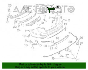 Suportul pentru bara spate dreapta exterior Ford Fiesta 14-19 restilizat 4d.