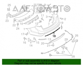 Молдинг заднего бампера Ford Fiesta 14-19 рест 4d без датчиков, царапины