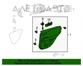 Capacul usii, cartela din spate stanga pentru Lexus RX350 RX450h 10-15 gri