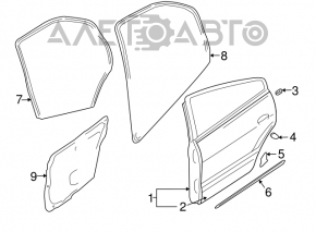 Ușa goală din spatele stâng al unui Mitsubishi Galant 04-06, model pre-restilizare, argintie, cu o lovitură, bare.