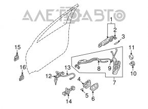 Механизм ручки двери передней левой Mitsubishi Galant 04-12