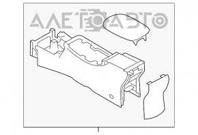 Consola centrală cu cotieră pentru Nissan Leaf 13-17, material textil, culoare neagră.