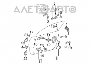 Mânerul ușii exterioare din față dreapta cu cheie inteligentă pentru Toyota Prius 2004-2009.