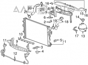 Дефлектор радиатора верх Chevrolet Malibu 16-18 1.5T, 1.8