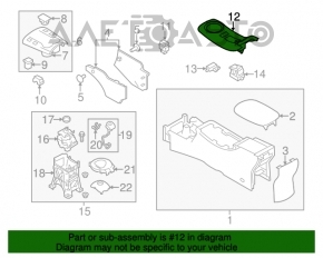 Capacul schimbatorului de viteze al cutiei de viteze Nissan Leaf 13-17 cu maneta electrica, albastru lucios, MOD ECO, uzat.