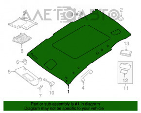 Acoperirea plafonului pentru Nissan Murano Z52 15-18 gri, sub trapă.