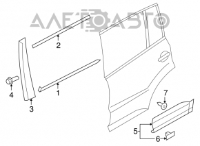 Накладка двери нижняя задняя левая VW Tiguan 09-17 хром, слом креп