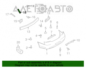 Suportul de prindere a barei spate sub stopul din dreapta pentru Infiniti G25 G35 G37 4d 07-13, defect la clema.