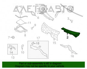 Grila stergatoarelor din plastic stanga Infiniti G25 G35 G37 4d 06-13 cu o crapatura in suport.