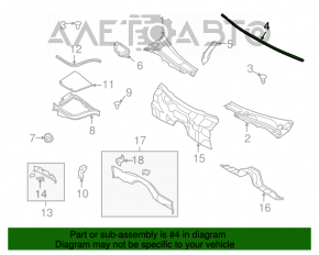 Garnitura de etanșare a grilei ștergătoarelor pentru Infiniti G37 4d 07-13