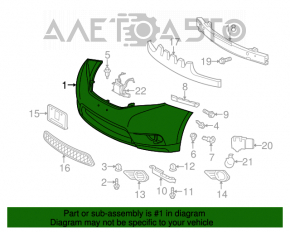 Бампер передний голый Toyota Sienna 11-17 под парктроники, Limited