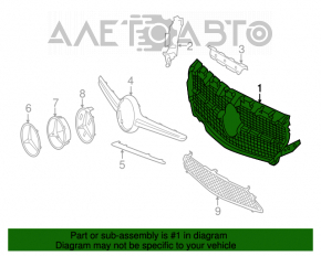 Решетка радиатора в сборе grill Mercedes CLA 14- лезвие