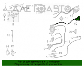 Blocarea ușii din spate dreapta spate Toyota Sienna 11-19 mecanic.