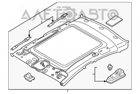 Acoperirea tavanului gri pentru Hyundai Sonata 15-17 sub panoramă