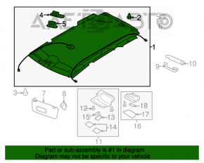 Acoperirea plafonului pentru Subaru Forester 14-18 SJ fără panoramic, gri.