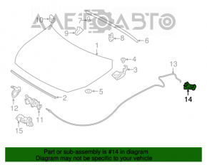 Manerul de deschidere a capotei interioare pentru Infiniti QX30 17-