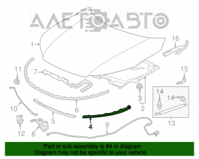 Уплотнитель капота правый Honda Accord 13-17