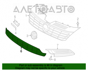 Нижняя решетка переднего бампера центр VW CC 13-17 рест под парктроники
