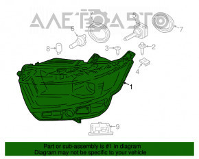 Far stânga față asamblată Ford Edge 15-18 pre-restilizare cu xenon