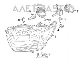 Far stânga față asamblată Ford Edge 15-18 pre-restilizare cu xenon