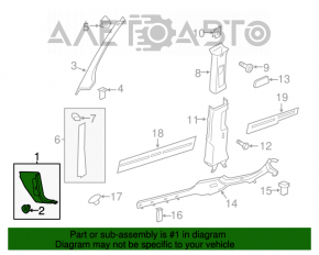 Capacul stâlpului frontal drept inferior VW Jetta 11-18 SUA negru, zgârieturi