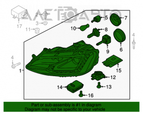 Far stânga față VW Jetta 15-16 complet asamblat USA Xenon Led