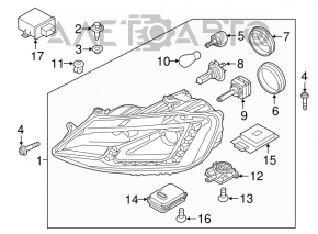 Фара передняя левая VW Jetta 15-16 в сборе USA Xenon Led