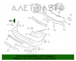 Suportul drept mic pentru bara spate Kia Sorento 11-15 sub stopuri.