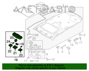 Plafonul de iluminare frontal pentru Mitsubishi Outlander 14-21 sub geam bej.