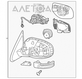 Oglindă laterală dreapta Mitsubishi Outlander 16-21, indicator de direcție cu funcție de întoarcere.