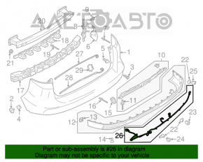 Montajul bumperului din spate pentru Ford C-max MK2 13-18 cu senzori de parcare și keyless.