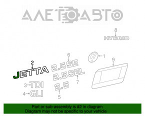 Emblema cu inscripția "JETTA" de pe capacul portbagajului VW Jetta 19- nou OEM original.