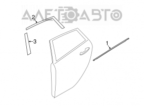Молдинг дверь-стекло центральный задний правый Ford Fiesta 11-19 матовый