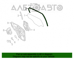 Уплотнитель стекла задний левый Ford Fiesta 11-19 4d