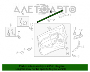 Garnitură ușă-geam față centrală stânga Ford Fiesta 11-19 crom