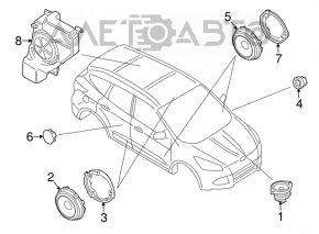 Динамик дверной передний правый Ford Fiesta 11-19 сломаны направляйки