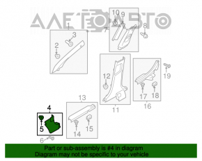 Capacul stâlpului frontal stânga de jos Hyundai Sonata 11-15 negru.