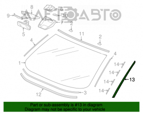 Moldura geamului parbrizului dreapta Honda Accord 18-22 ruptă.