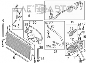 Furtunul de aer condiționat de la condensatorul Ford Fusion mk5 13-20 2.5