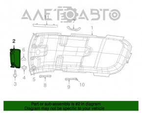 Козырек левый Dodge Journey 11- серый, без подсветки, без крючка, трещина в креплении