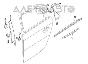 Panoul lateral spate stânga pentru ușa Audi A4 B8 08-16, triunghiul din spate