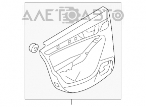 Capacul ușii spate stânga Audi A4 B8 13-16 restilizat negru cu inserție de culoare maro din piele, cotier din cauciuc, ornamente din lemn texturat, sedan, fără perdea.