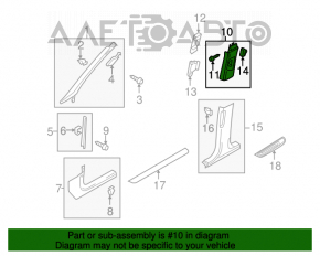 Capacul stâlpului central, curea superioară stânga Audi A4 B8 13-16 restilizat, gri, pentru curățare chimică.