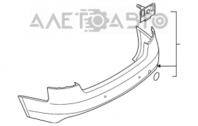 Bara spate goală Audi A4 B8 08-12 pre-restilizare, pentru sedan, fără senzori de parcare, nouă, neoriginală.