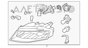 Far stânga față goală Audi A4 B8 08-12 pre-restilizare halogen.